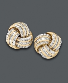 A small accent that makes a big impression. These beautiful knot diamond earrings feature round-cut diamonds (1 ct. t.w.) set in 14k gold.