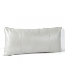 Breath serenity to your sanctuary with this Hudson Park Luxe decorative pillow in a ultra-soft, silver hue lambs leather.