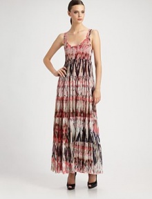The designer's signature painterly chevron-patterned tulle, rendered in an on-trend maxi silhouette enhanced with a tiered skirt.ScoopneckSleevelessEmpire waistTiered full skirtAbout 36 from natural waistPolyamideHand washMade in ItalyModel shown is 5'9½ (176cm) wearing US size Small. 