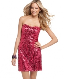 A sequined, sweetheart neckline mini dress from Sugar & Spice means it's going to be a night to remember! A sequined, sweetheart neckline mini dress from Sugar & Spice means it's going to be a night to remember!