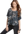 A mixed animal print adds fierce flavor to this Fresh Brewed top; pair it with skinny jeans for an urban-chic look!
