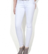 White wash jeans with cool stud detail, Levi's four-pocket style denim leggings bring the heat.