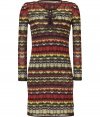 Sumptuous Italian knits and playfully elegant patterns lend this vibrant, chocolate and lemon Missoni dress its retro-chic appeal - Fitted, feminine silhouette tapers gently through waist - Long sleeves and round neck with bow-embellished, key hole detail - Flattering, above-the-knee cut - Pair with ballet flats, kitten heels or open toe pumps