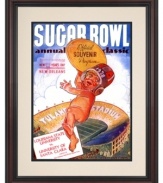 Take home a souvenir from the 1938 Sugar Bowl. The hometown heroes from LSU were crushed 6-0 by the Santa Clara Broncos, but sports fans from either alma mater will cherish this restored cover art from that day's football program.