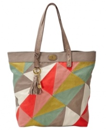It's not hard to fall for this boho beautiful design from Fossil. Geometric shapes and aged goldtone hardware accent this tote-able silhouette for an ultra cool everyday style.