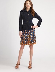 A graphic design with sweet pleats in luxurious silk. Banded waistSide zip closurePleated skirtAbout 20¾ longSilkDry cleanImported Model shown is 5'9½ (176cm) wearing US size 4.