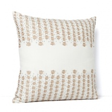 In subtle hues of gold and silver set against a cream ground, Raindrops combines elegant embroidery with a modern sensibility.