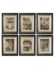 Find a home in France. Offering all the grace and romance of Paris, these monotone prints bring esteemed European architecture and design to your living room or master suite. Featuring black frames edged in a champagne hue. Find a home in France. Offering all the grace and romance of Paris, these monotone prints bring esteemed European architecture and design to your living room or master suite. Featuring black frames edged in a champagne hue.