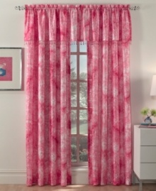 Keep it bright. The Kaleidoscope window panel combines crushed satin and a tie-dye print that's irresistibly fun. Punchy shades of aqua, purple and pink accent your decor with bold style. Keep it bright. The Kaleidoscope window panel combines crushed satin and a tie-dye print that's irresistibly fun. Punchy shades of aqua, purple and pink accent your decor with bold style.