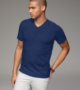 Add some versatility to your look with this basic V neck T shirt from INC International Concepts, designed in slub cotton that's even softer than it looks.