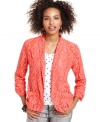 Give your jeans and tee ensemble a dose of femme power with Eyeshadow's lace open-front blazer!