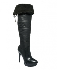 GUESS by Marciano's Ragi over-the-knee platform boots are super tall with shearling interior detail at the top of the shaft. Lace-up detail makes the view from the back even more interesting. Looks great cuffed or uncuffed. GUESS by Marciano's Ragi over-the-knee platform boots are super tall with shearling interior detail at the top of the shaft. Lace-up detail makes the view from the back even more interesting. Looks great cuffed or uncuffed.