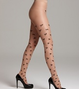 Feel elegantly sexy with these nude tights featuring a black ribbon pattern from Wolford.