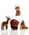 Into the woods. Breathe new life and personality into your tree with a menagerie of forest creatures made of natural buri. Featuring a raccoon, deer, bear and wolf, all from Martha Stewart Collection.