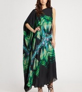 Airy silk chiffon in a floor-length caftan silhouette, patterned with a colorful, kaleidoscopic print.Asymmetrical necklineSingle long caftan sleeveSide drapeAbout 52 from shoulder to hemSilkDry cleanMade in ItalyModel shown is 5'10 (177cm) wearing US size 4. 