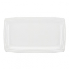 Wickford by kate spade new york is versatile white porcelain rectangular platter in an elegant, updated shape embossed with a twisting rope and knot design. Wickford by kate spade new york is versatile white porcelain rectangular platter in an elegant, updated shape embossed with a twisting rope and knot design.