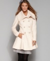 Get a feminine look while staying perfectly warm in this hip, flared coat from GUESS? The oversized collar lends a dramatic touch! (Clearance)