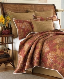 Give your room a make-under with the relaxed, beachy style of Tommy Bahama's Orange Cay quilted European sham. An earthy palette and wicker-inspired print give this coordinating element a stylish, contemporary feel. Give your room a make-under with the relaxed, beachy style of Tommy Bahama's Orange Cay quilted European sham. An earthy palette and wicker-inspired print give this coordinating element a stylish, contemporary feel.