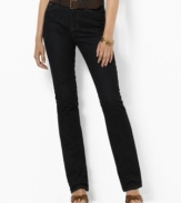 A sleek bootcut silhouette is designed with a hint of stretch for comfort and a flattering fit, by Lauren Jeans Co.