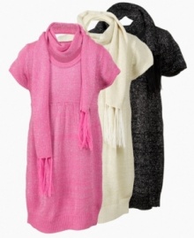 Drab dressing turns in into fabulous fun with these sweater dresses with matching scarves. Lovable layering for her back-to-school style. (Clearance) Drab dressing turns in into fabulous fun with these sweater dresses with matching scarves. Lovable layering for her back-to-school style. (Clearance)
