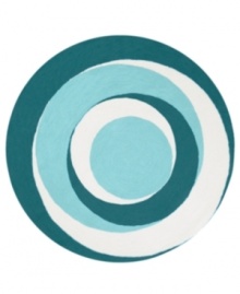 Making waves. This round area rug from Surya features a hypnotic pattern in hues of blue, giving any room a more stylish streak. Hand hooked from poly-acrylic material, each friendly floor covering is durable enough to stand up to even the most rigorous play. Making waves. This round area rug from Surya features a hypnotic pattern in hues of blue, giving any room a more stylish streak. Hand hooked from poly-acrylic material, each friendly floor covering is durable enough to stand up to even the most rigorous play.