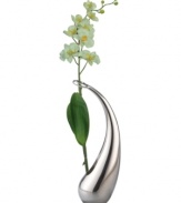 Celebrate nature with Nambe. Sculpted in a fluid metal curve, the Elbo bud vase transforms a stem of silk orchids – or your favorite fresh flowers – into modern art. A beautiful bridal shower or birthday gift!