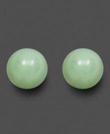 Smooth and soothing stud earrings in jade and 14k gold.