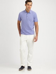 Knit cotton jersey shaped in a modern update to the classic polo.Four-button placketCottonMachine washImported Knit cotton jersey shaped in a modern update to the classic polo.Four-button placketCottonMachine washImported