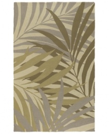 A natural look, indoors or out. Surya's all-weather rug recalls tropical foliage with a thatch of fronds set in shades of sage. Handcrafted from tough polypropylene, it'll stand up to weather, spills and other messes. A natural look, indoors or out. Surya's all-weather rug recalls tropical foliage with a thatch of fronds set in shades of sage. Handcrafted from tough polypropylene, it'll stand up to weather, spills and other messes.