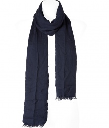 Stylish scarf in dark blue modal and cashmere - Especially pleasant, really delicate quality - From the Italian luxury label Faliero Sarti, known for its high-quality material combinations - New long, slim shape - Decoratively fringed edge - Protection from the cold AND a styling accessory - Wear this with just everything in your wardrobe, a simple T-shirt, parka, business suit