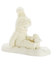 A playful chickadee gets snuggly with the help of this caring Snowbabies figurine. Crafted of porcelain bisque from Department 56. A playful chickadee gets snuggly with the help of this caring Snowbabies figurine. Crafted of porcelain bisque from Department 56.