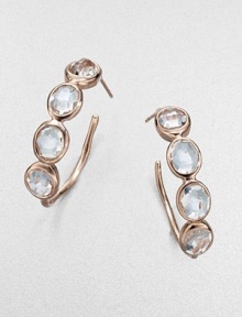 Four sparkling ovals of faceted clear quartz in a setting of 18k gold and sterling silver with a glowing finish of 18k rose goldplating. Clear quartz An alloy of 18K gold and sterling silver plated with 18K rose gold Diameter, about 1½ Post back Imported