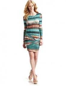 THE LOOKLong sleevesRuching and twist overlay designAllover abstract printTHE FITAbout 37 from shoulder to hemTHE MATERIAL92% modal/8% spandexCARE & ORIGINMachine washImportedModel shown is 5'10 (177cm) wearing US size Small. THE LOOKLong sleevesRuching and twist overlay designAllover abstract printTHE FITAbout 37 from shoulder to hemTHE MATERIAL92% modal/8% spandexCARE & ORIGINMachine washImportedModel shown is 5'10 (177cm) wearing US size Small.