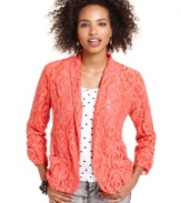 Give your jeans and tee ensemble a dose of femme power with Eyeshadow's lace open-front blazer!