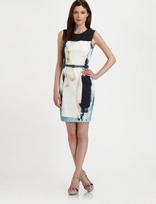 A sleek sheath with the idyllic balance of solid style and printed perfection, complemented by classic Princess seams and an edgy, exposed zipper.Round neckSleevelessPrincess seamsExposed back zipperFully linedAbout 35 from shoulder to hem96% cotton/4% elastaneDry cleanImported of Italian fabric Model shown is 5'10½ (179cm) wearing US size 4. OUR FIT MODEL RECOMMENDS ordering true size. 