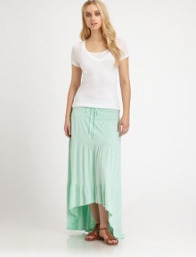 A delicate, semi-sheer pointelle knit with a high-low hem for a modern twist. Elastic waistband with drawstring tieAllover pointelle knitHigh-low hemAbout 38 longCottonMachine washMade in USAModel shown is 5'9 (176cm) wearing US size Small.