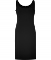 Simple yet chic, this classic LBD from DKNY brings understatedly sexy style to your cocktail look - Scoop neck, sleeveless, fitted silhouette, concealed back zip closure - Pair with statement heels and a clutch