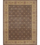 As a striking new addition to your home décor, this elegant rug will bring an inviting aesthetic to any room with its vines and blossoms in a gentle brown palette. Bearing the rich patina of premium-quality Opulon(tm) yarns, each rug boasts a densely woven and strikingly luxurious pile that's a pleasure to touch and admire. One-year warranty.