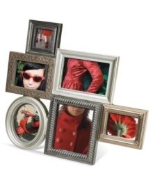Bring everyone together in the Minimix multi-photo picture frame from Umbra. Six individual designs share classic good looks in neutral bronze and pewter tones for timeless display. Bring everyone together in the Minimix multi-photo picture frame from Umbra. Six individual designs share classic good looks in neutral bronze and pewter tones for timeless display.