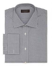Canali Grey Gingham Check Dress Shirt - Slim Fit