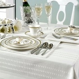 This table linen collection is a beautiful pearl color perfect for any occasion.
