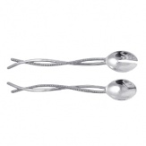 Shaped by hand of durable recycled aluminum, this striking salad server set from Mariposa is detailed with a softly textured finish and beaded edges for a look that's at once organic and refined.