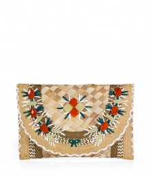 With a whimsical retro-chic aesthetic, this adorable clutch from cult favorite accessory designer Anya Hindmarch brings feminine flair to your summer-ready looks - Woven straw front flap with stone embellishment and sticking details, contrasting straw stripe detail, scalloped straw trim - Perfect for cocktails or dining al fresco With a whimsical retro-chic aesthetic, this adorable clutch from cult favorite accessory designer Anya Hindmarch brings feminine flair to your summer-ready looks - Woven straw front flap with stone embellishment and sticking details, contrasting straw stripe detail, scalloped straw trim - Perfect for cocktails or dining al fresco