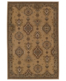 Vintage-inspired tones of beige, celadon, salmon and brown are brilliantly rendered in an old-world floral and medallion motif in the Bellingham area rug from Karastan. Made in the USA of pure New Zealand wool for durable composition and ultimate softness. Vintage-inspired tones of beige, celadon, salmon and brown are brilliantly rendered in an old-world floral and medallion motif in the Bellingham area rug from Karastan. Made in the USA of pure New Zealand wool for durable composition and ultimate softness.