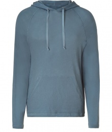 Casual hooded sweater in blue cotton - Designed by U2s Bono and his wife - Classic hoodie straight cut with long-sleeves and kangaroo pocket - Must-have basic for sport and play - Well-rounded piece can be worn with jeans, chinos or athletic pants