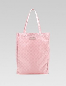 Guccissima tote in nylon with matching storage bag and hook-and-loop straps for attaching to a stroller.Double top handlesIncludes matching storage bagDouble hook-and-loop straps to attach to stroller17L X 5W X 16½HNylonMade in Italy Guccissima tote in nylon with matching storage bag and hook-and-loop straps for attaching to a stroller.Double top handlesIncludes matching storage bagDouble hook-and-loop straps to attach to stroller17L X 5W X 16½HNylonMade in Italy