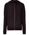 Finish your casual look on a luxe note with Eduns super soft black hoodie, detailed with tonal trim for an understated modern edge - Drawstring hood, long sleeves, zippered front, split kangaroo pockets, darker tonal trim - Classic straight fit - Team with everything from flannels and jeans to graphic print tees and sneakers