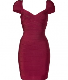 Make a sultry after-dark debut in Herv? L?gers iconic berry bandage dress - Princess neckline, cap sleeves, d?colletage-enhancing at bust, bandage style with figure-hugging multi-panels, concealed back zip closure - Style with metallic platform pumps and a statement clutch Make a sultry after-dark debut in Herv? L?gers iconic berry bandage dress - Princess neckline, cap sleeves, d?colletage-enhancing at bust, bandage style with figure-hugging multi-panels, concealed back zip closure - Style with metallic platform pumps and a statement clutch