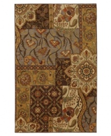 An intricate weave of up to twelve different colors per pattern presents a striking, modern patchwork design upon this plush area rug from Karastan. Woven from lush nylon that delivers softness underfoot and superb resistance to everyday wear. An intricate weave of up to twelve different colors per pattern presents a striking, modern patchwork design upon this plush area rug from Karastan. Woven from lush nylon that delivers softness underfoot and superb resistance to everyday wear.