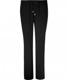 Stylish pants in fine, black viscose blend - Relaxed slim silhouette, on-trend ankle-cropped length - Medium low rise with drawstring, elasticated waist and side pockets - Versatile and casually cool, easily dressed up or down - Pair with a silk top and strappy sandals, or go for a more casual look with a t-shirt, cardigan and sandals Stylish pants in fine, black viscose blend - Relaxed slim silhouette, on-trend ankle-cropped length - Medium low rise with drawstring, elasticated waist and side pockets - Versatile and casually cool, easily dressed up or down - Pair with a silk top and strappy sandals, or go for a more casual look with a t-shirt, cardigan and sandals